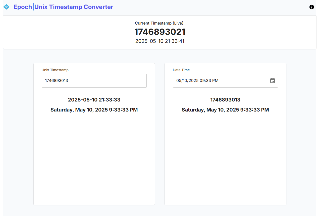 Epoch Unix Timestamp Converter