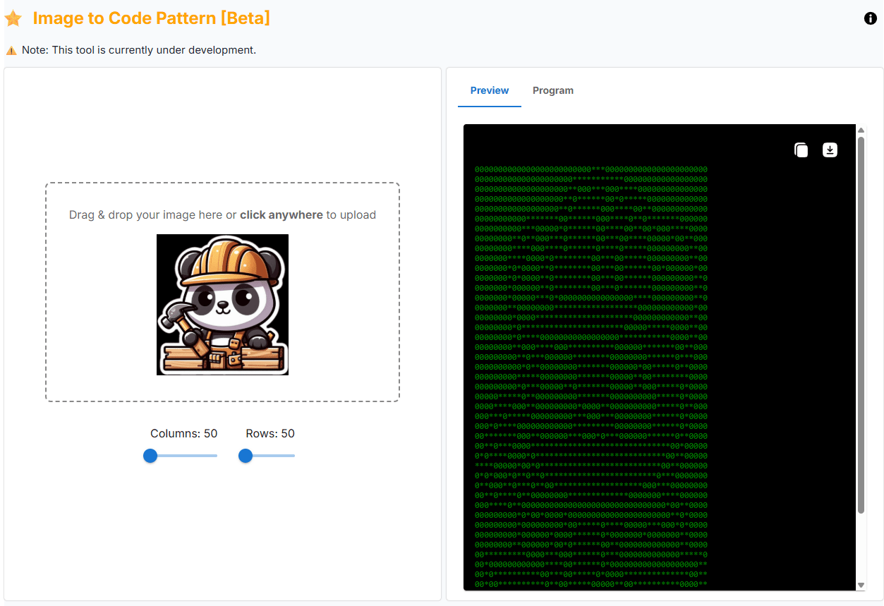 Image to Code Pattern Generator